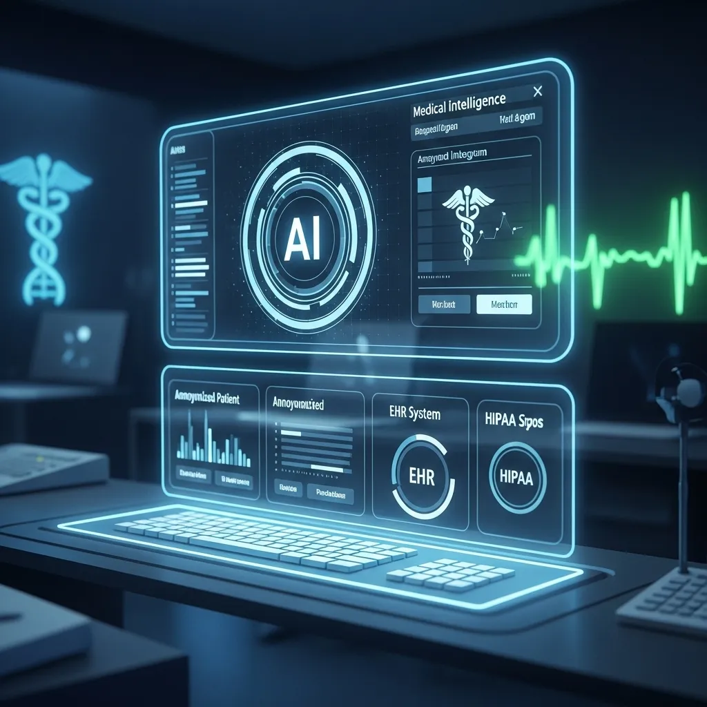 A photorealistic illustration of a sleek, modern healthcare command center