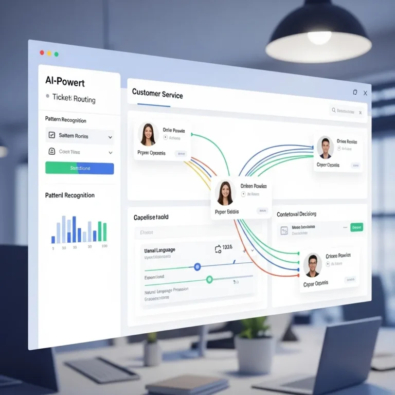 A photorealistic illustration of an AI-powered customer service dashboard