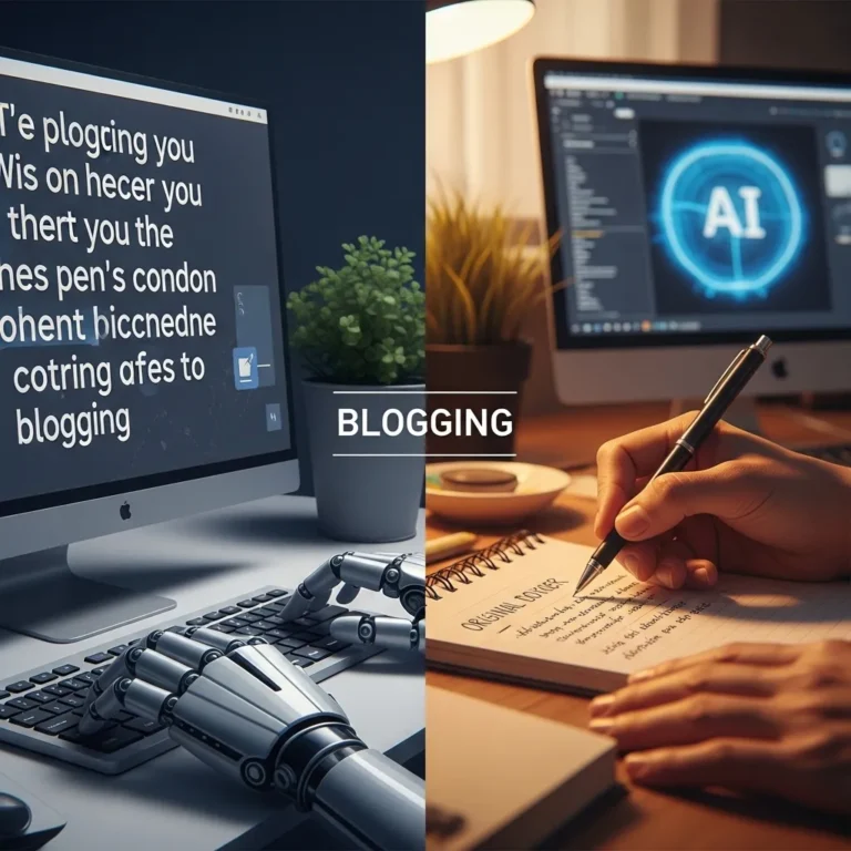 A split-screen digital illustration showing two contrasting blogging approaches