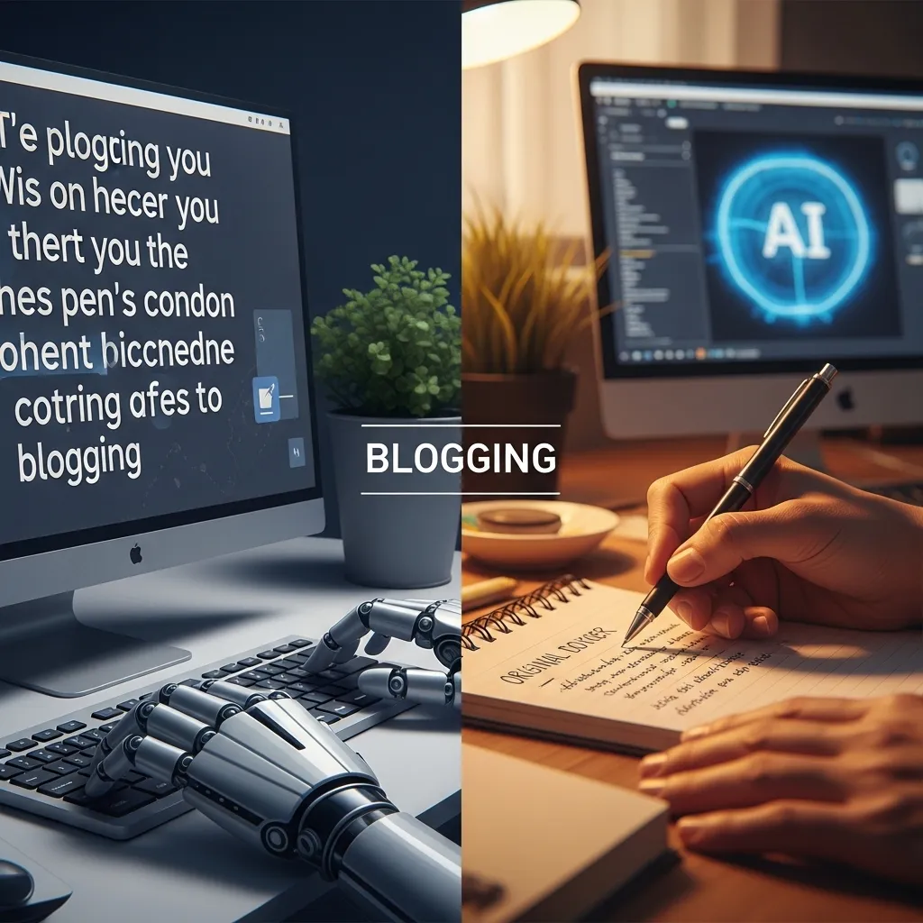 A split-screen digital illustration showing two contrasting blogging approaches