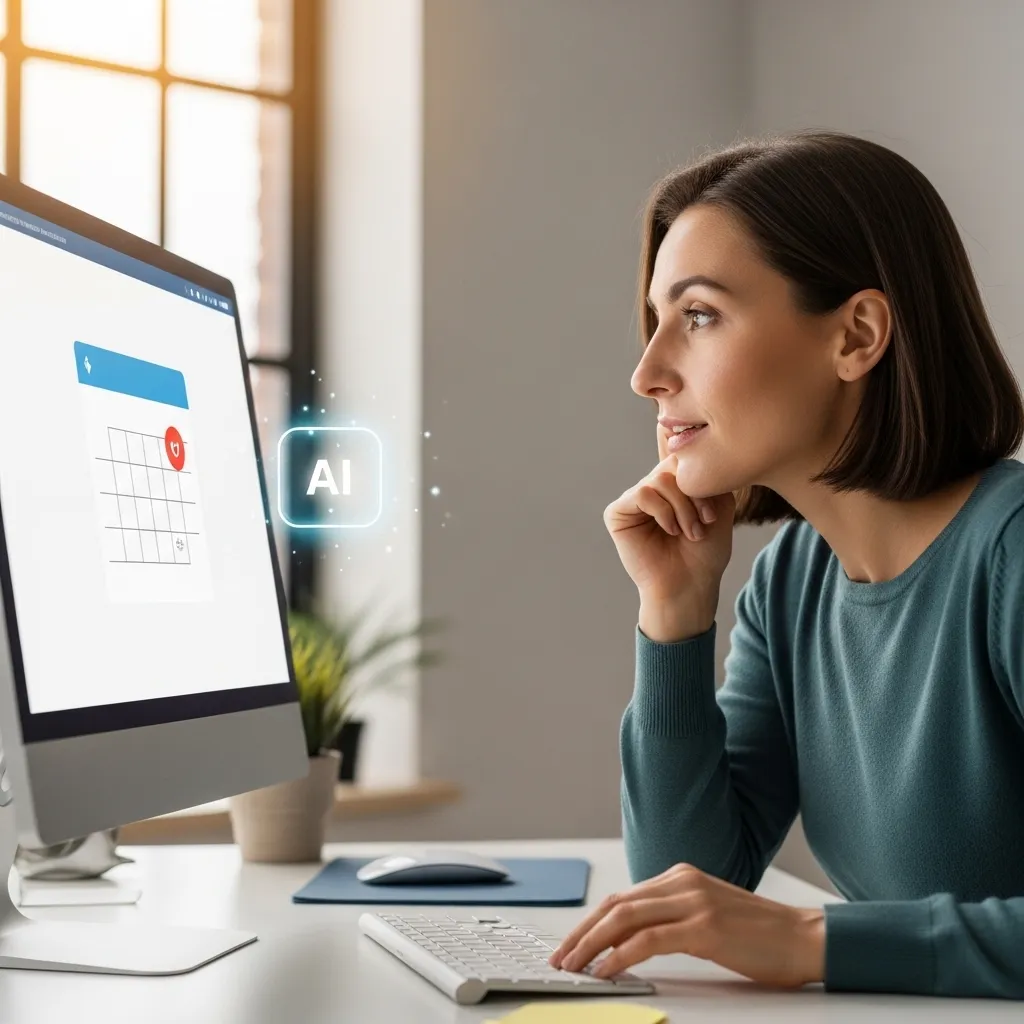 A photorealistic image of a modern office team gathered around a large digital dashboard displaying complex data visualizatio