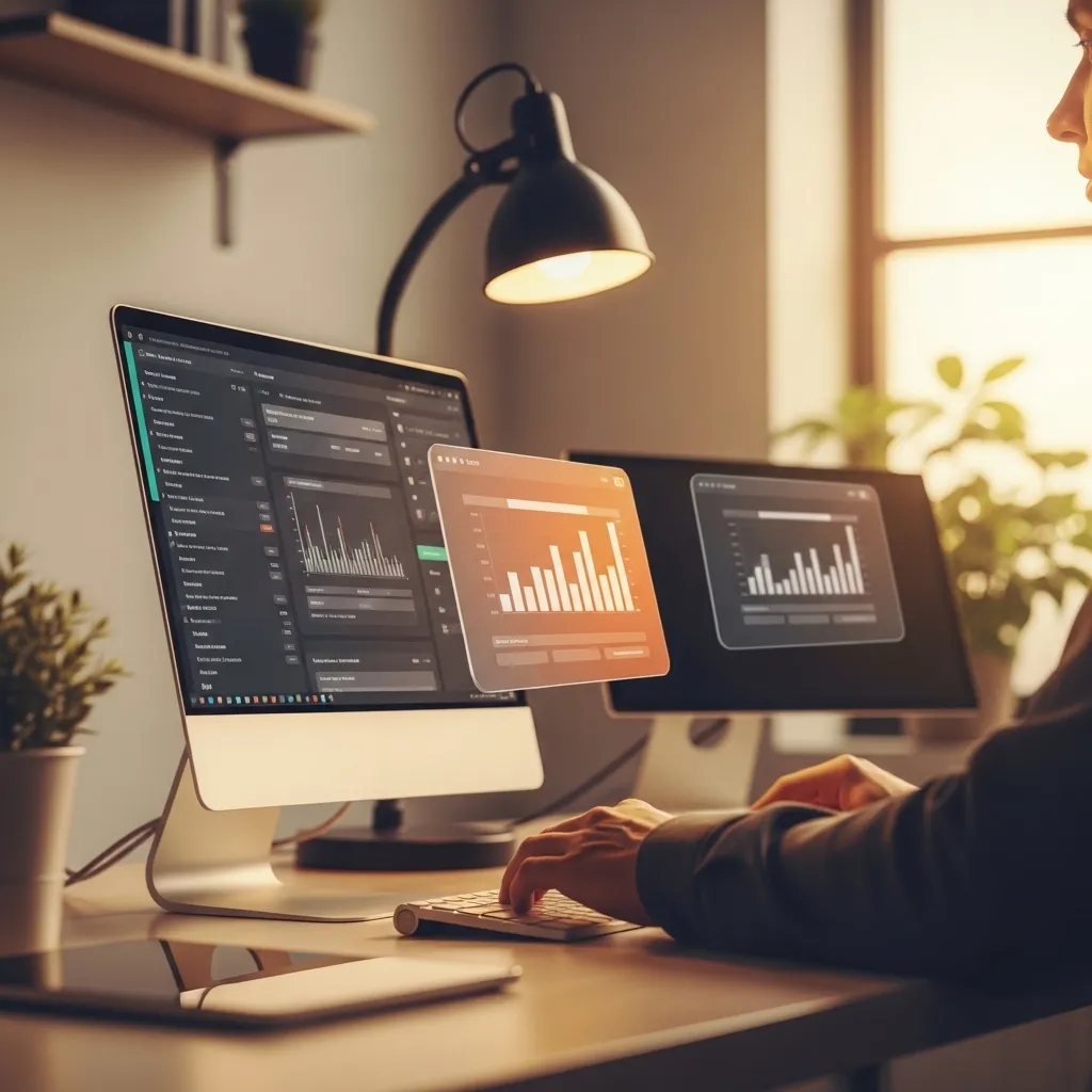 A photorealistic digital illustration showing a sophisticated AI system as a glowing neural network core with branching pathw