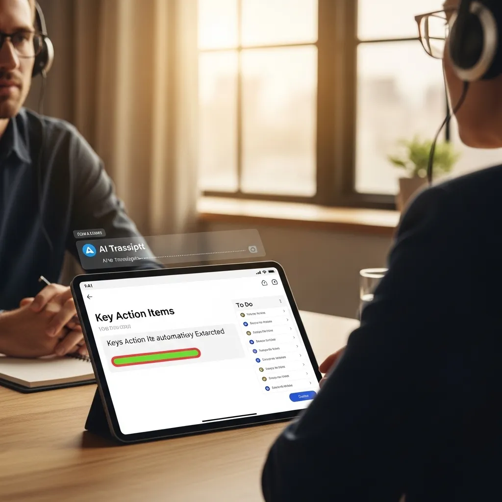 A photorealistic scene of a modern business meeting