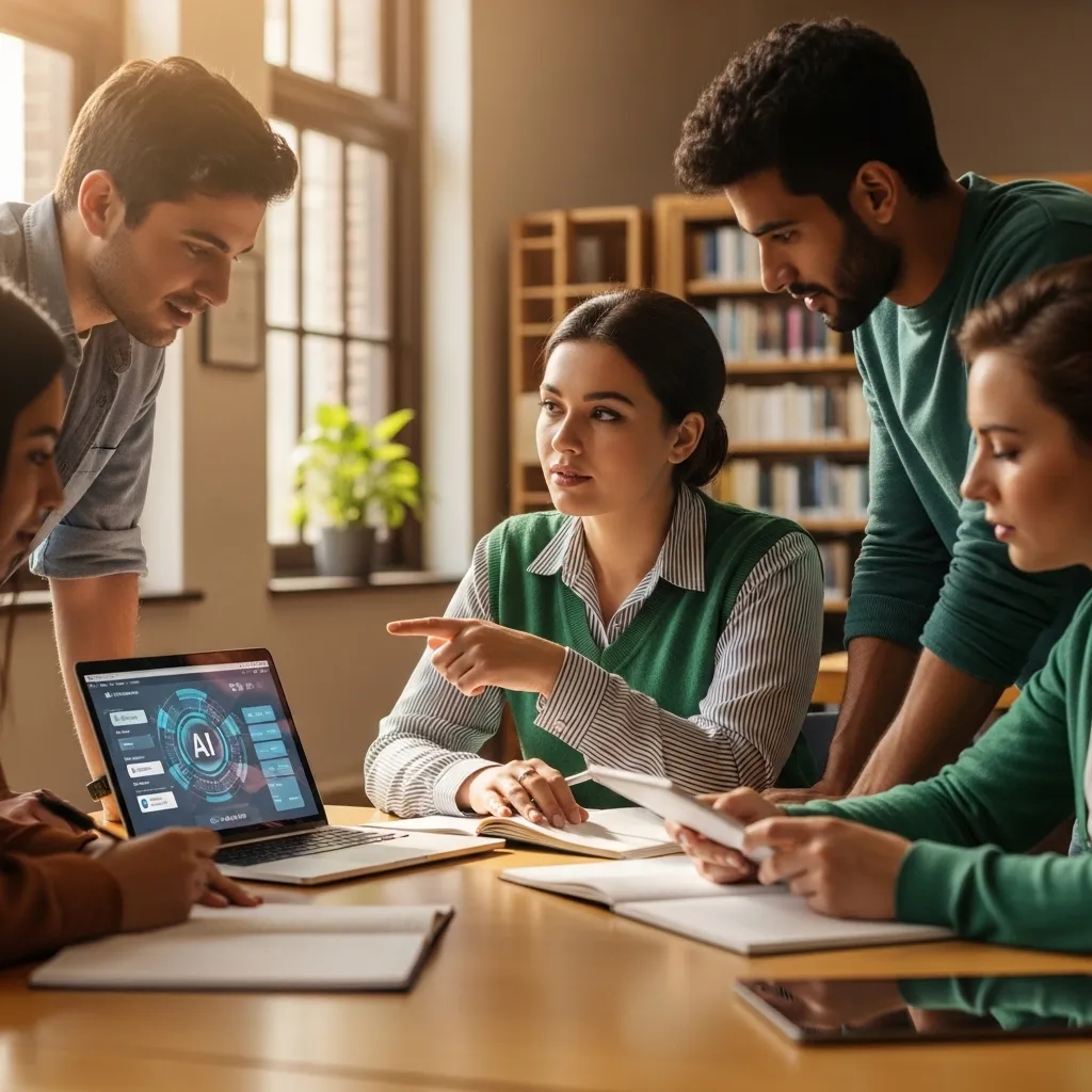 A detailed digital illustration of a student's desk at night