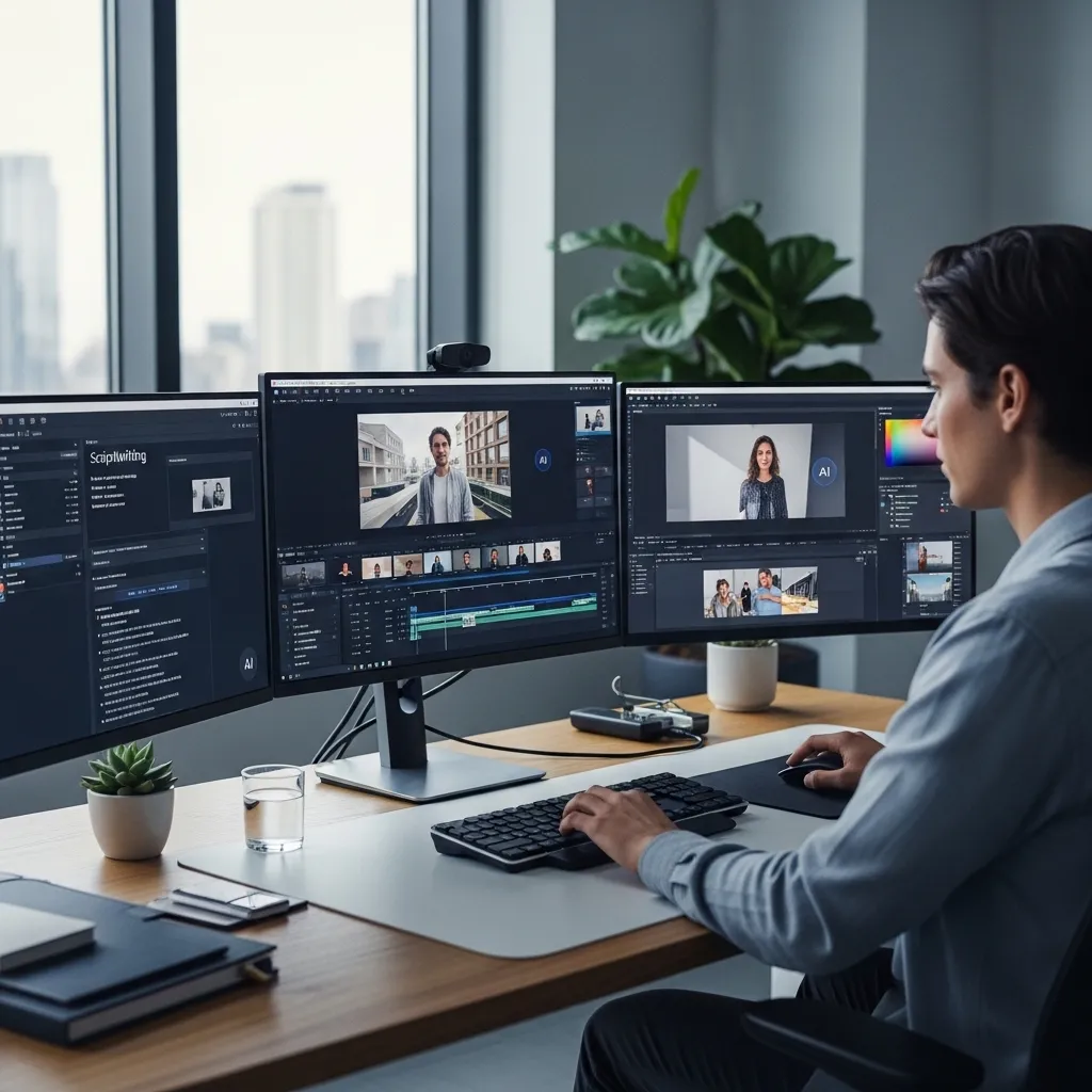 A small business owner creating professional visual content using Canva's AI features on a laptop