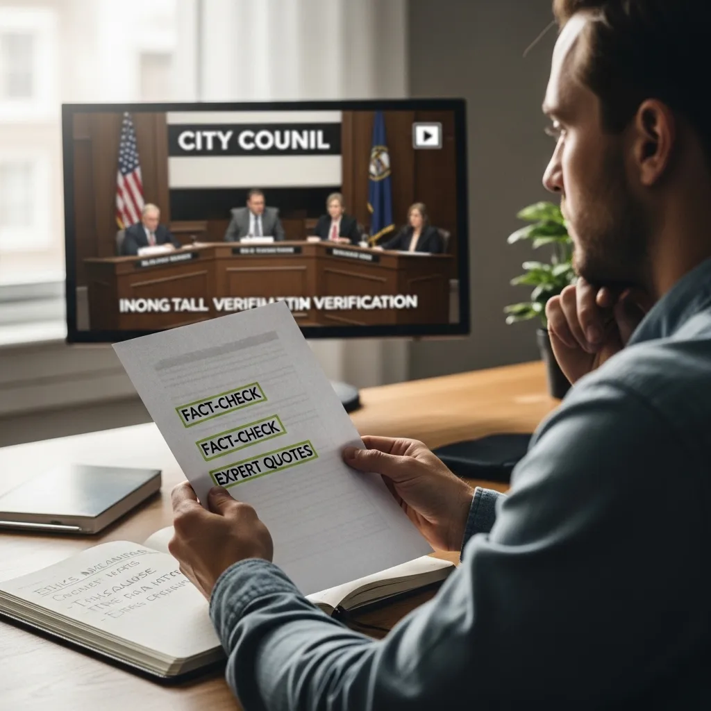 A photorealistic scene of ethical blogging deliberation