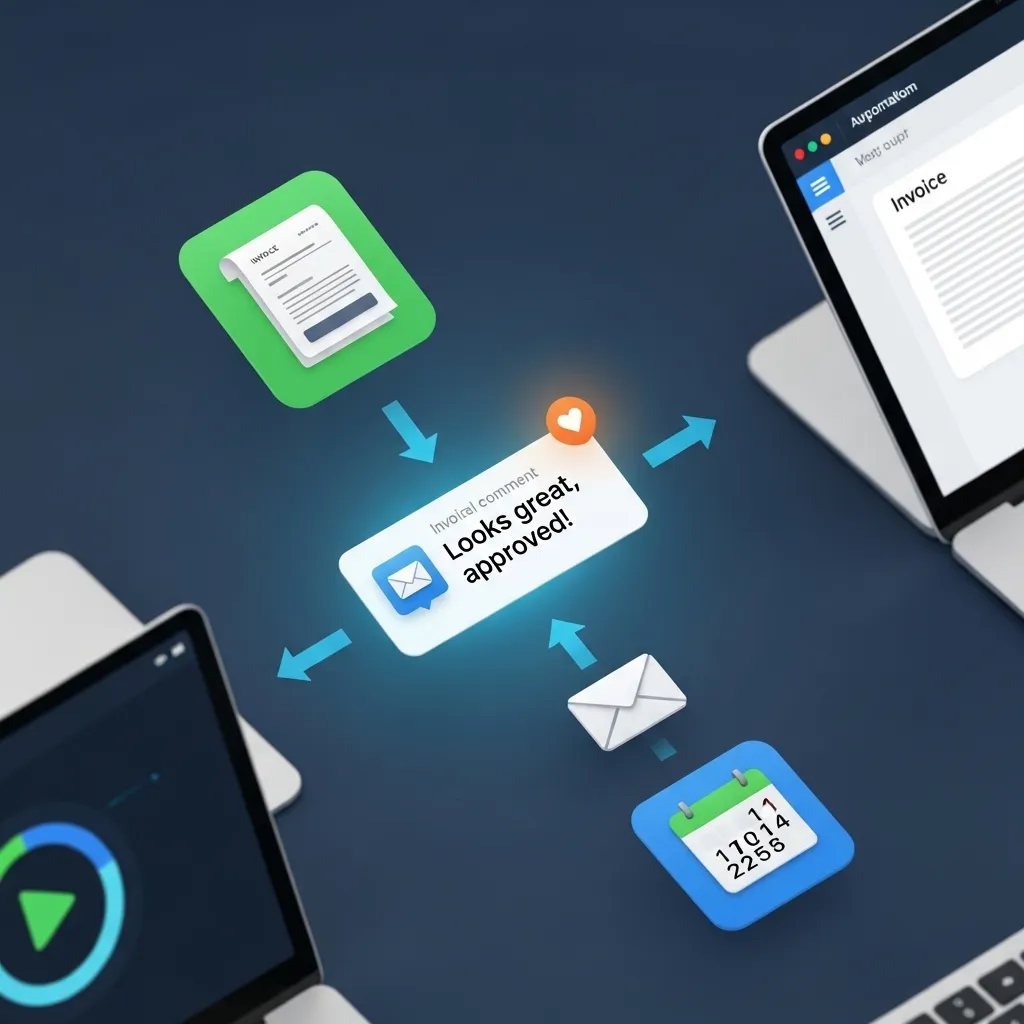 A dynamic, overhead shot of a streamlined digital workflow