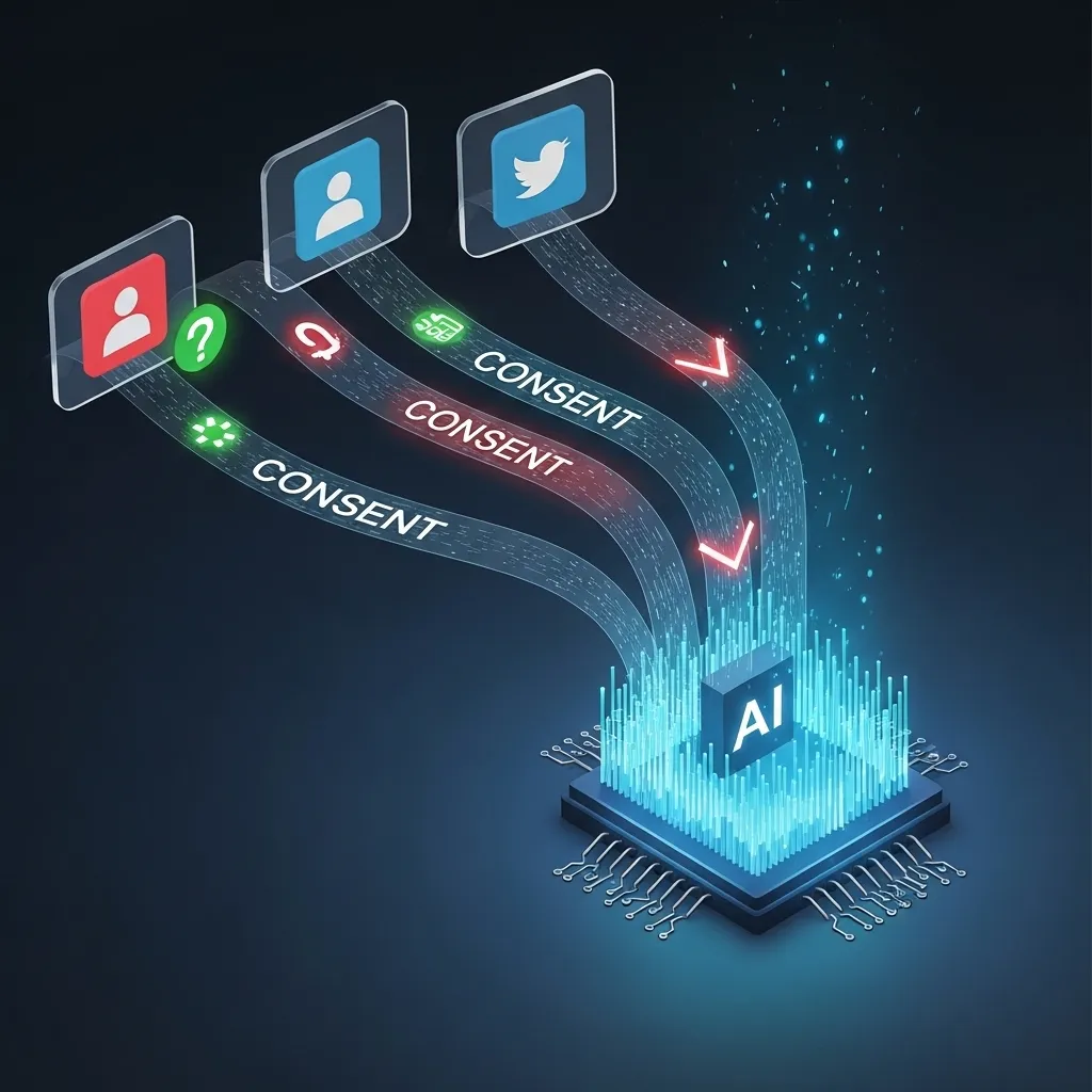 A conceptual illustration showing data privacy concerns in AI automation