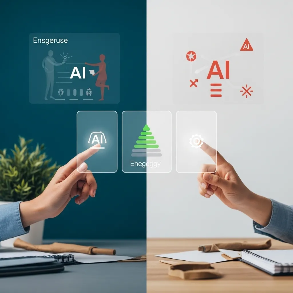 An environmental-conscious digital illustration showing a blogger making sustainable choices