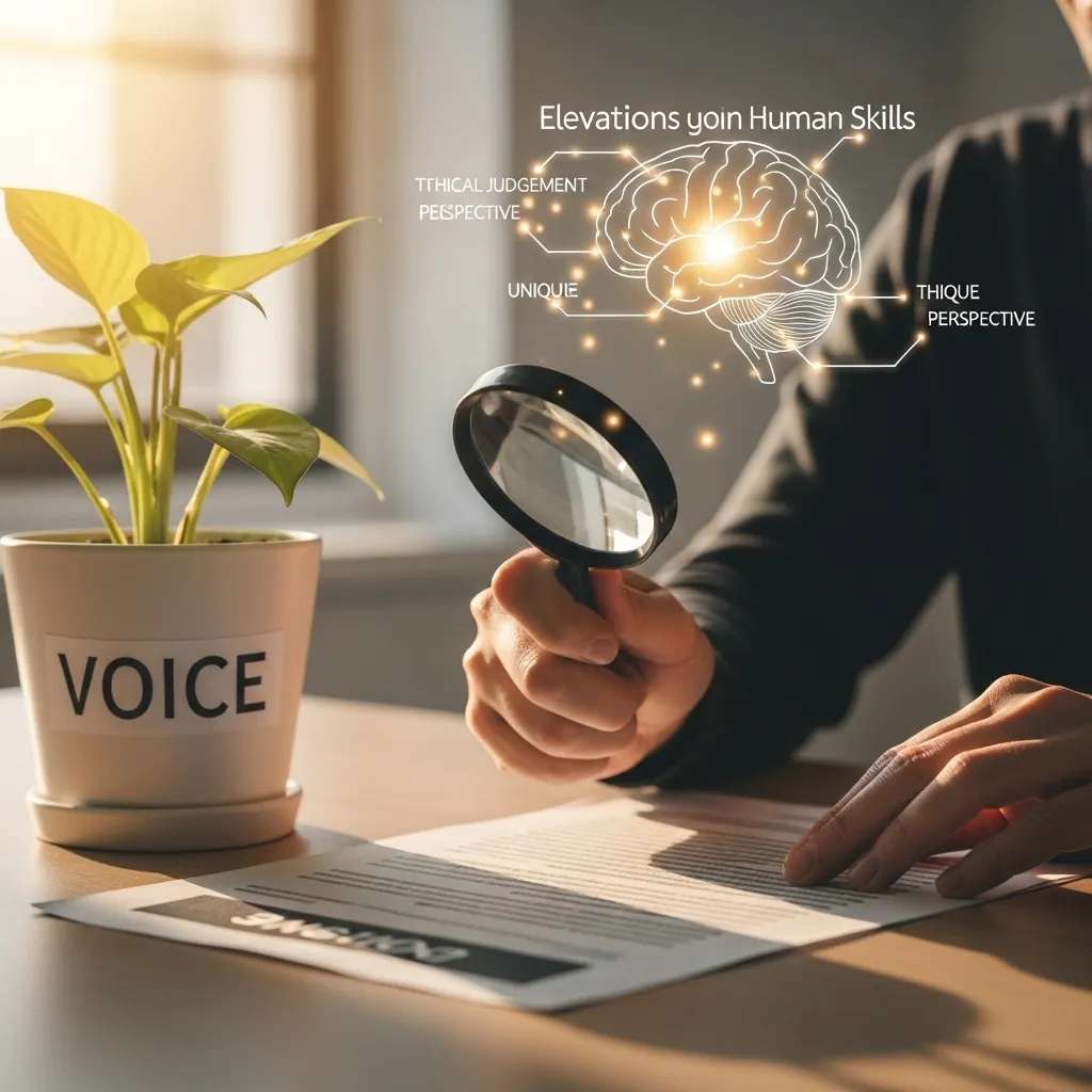 A photorealistic image symbolizing the elevation of human skills in AI-assisted blogging