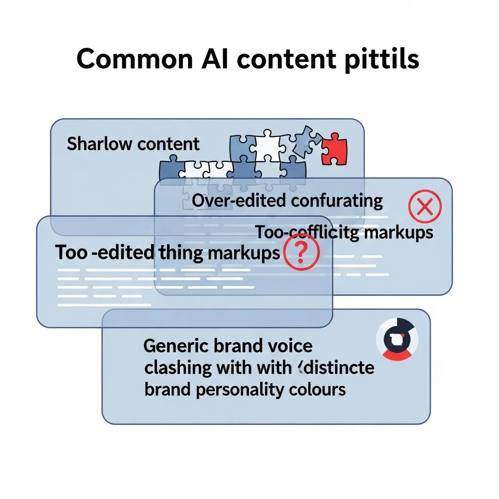 A conceptual illustration of common AI content pitfalls