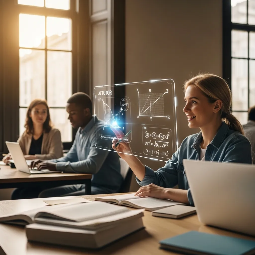 A photorealistic scene in a university study area with diverse students