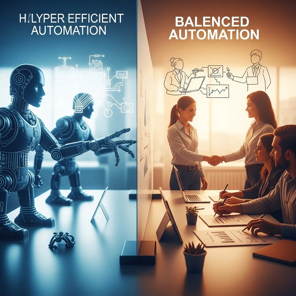 A conceptual image showing balanced automation