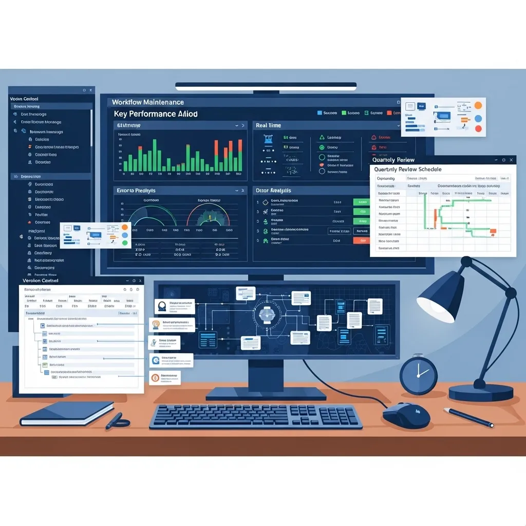 A detailed technical illustration of workflow maintenance and documentation