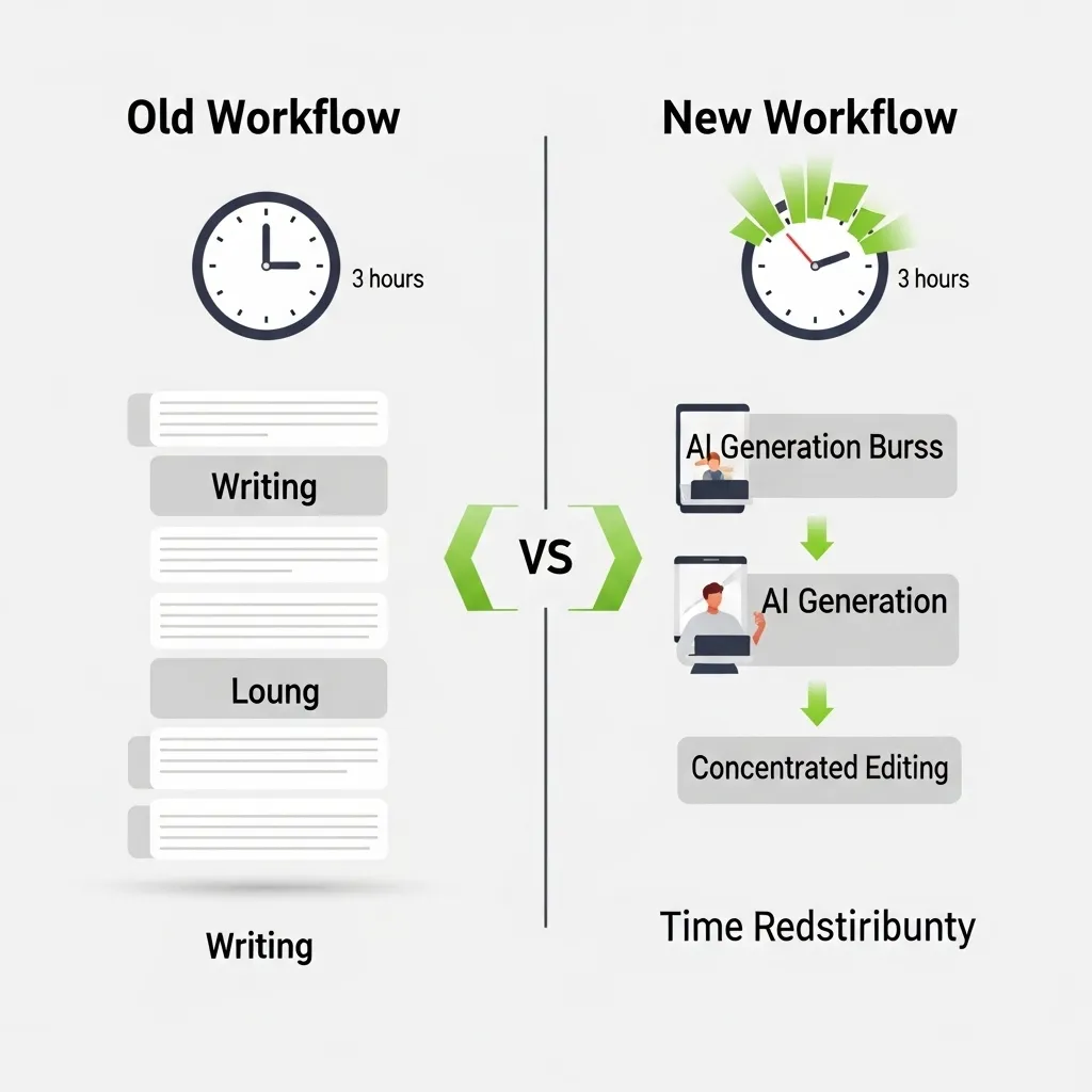 A futuristic digital illustration showing multiple AI writing tools as specialized instruments in a content creator's toolkit