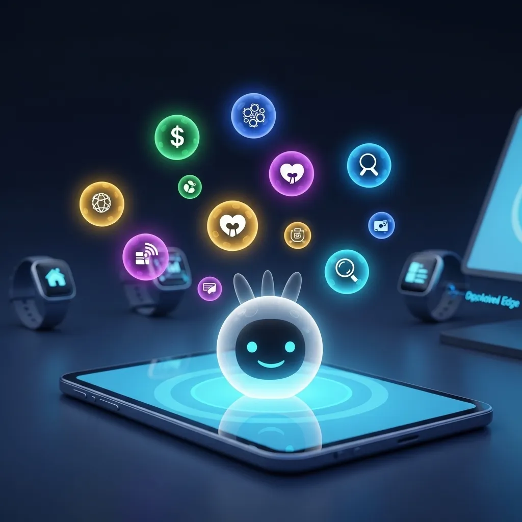 A futuristic, optimistic digital illustration showing the evolution of agentic AI ecosystems