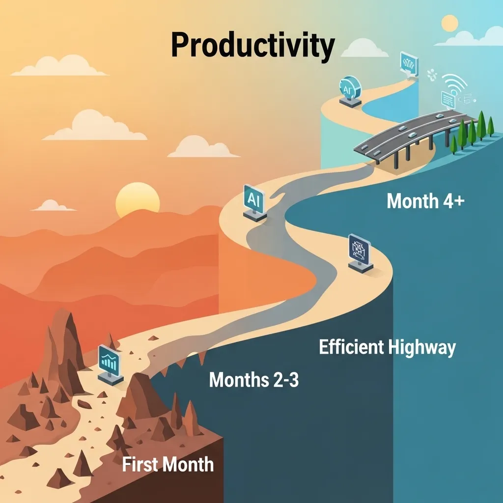 A visual metaphor showing productivity growth over time