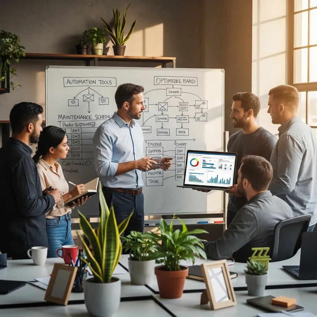 A business leader mentoring internal team members on automation tools