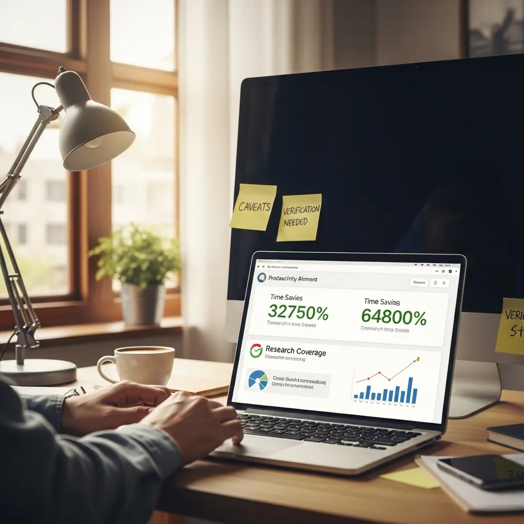 A warm, personal workspace showing a researcher's honest assessment moment