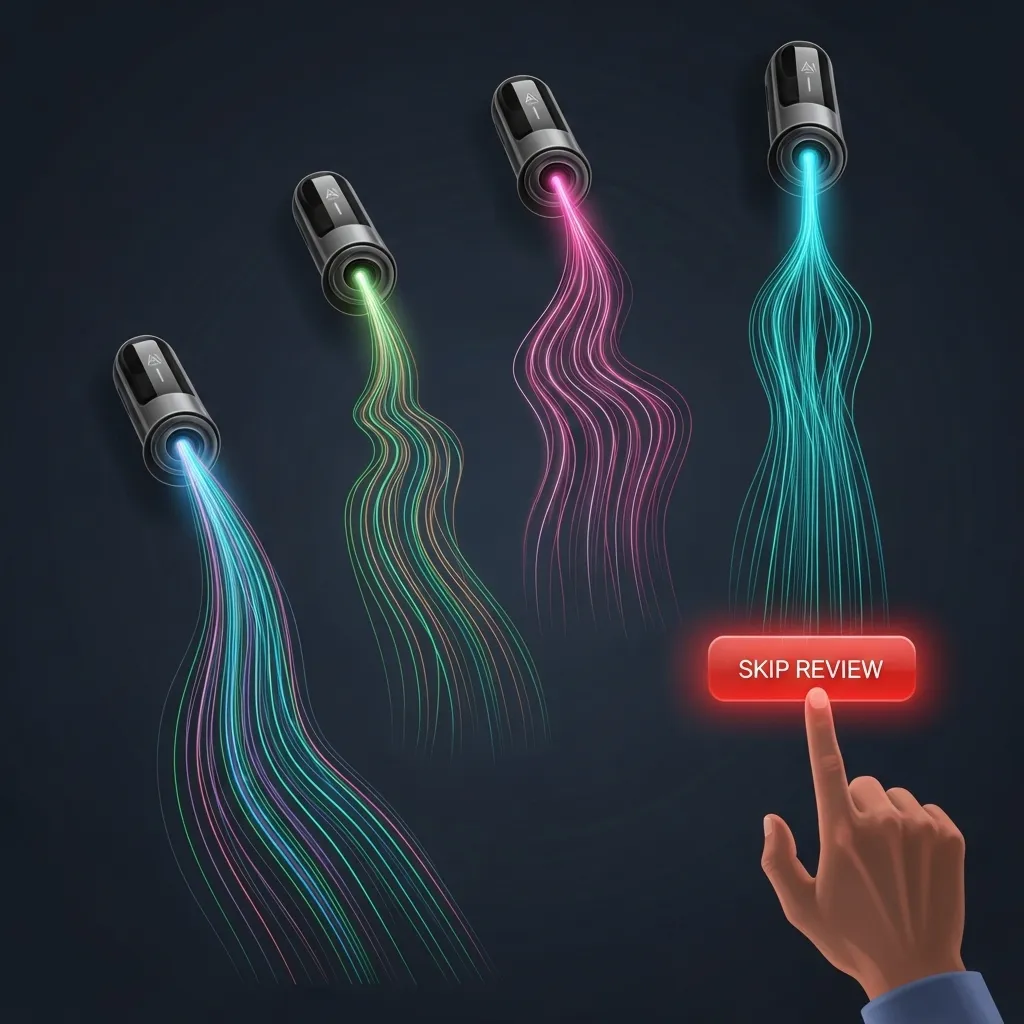 A visionary illustration depicting AI-generated content evolving into multiple formats: text transforming into video storyboa