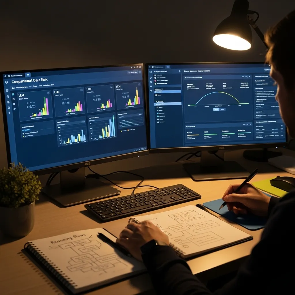A detailed, practical workspace scene for implementing agentic AI