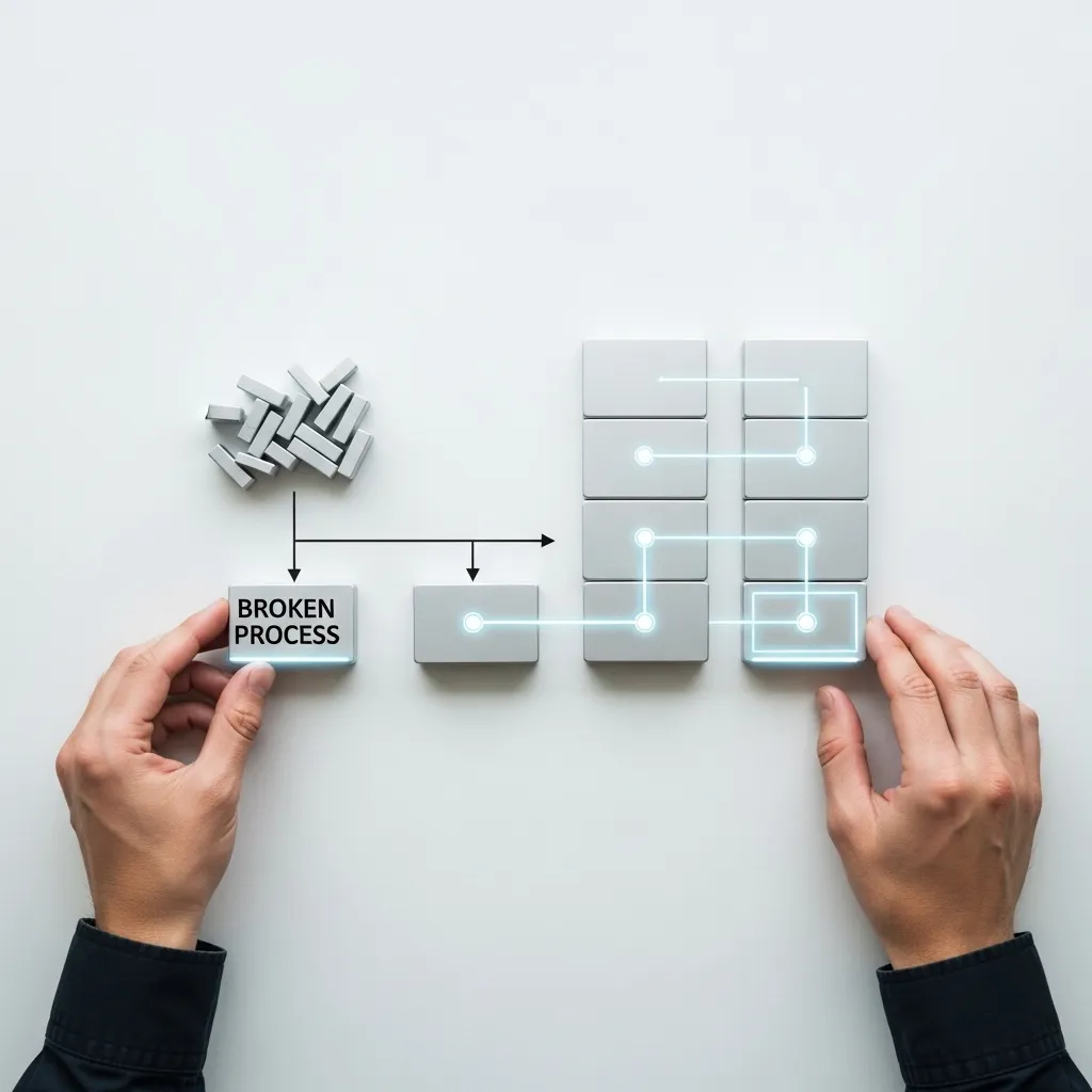 A photorealistic image of a person looking thoughtfully at a single, simple task on their monitor, like a recurring calendar 