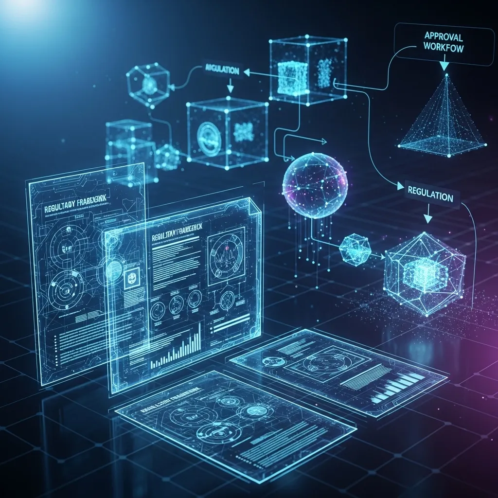 A photorealistic timeline visualization showing a business transformation journey